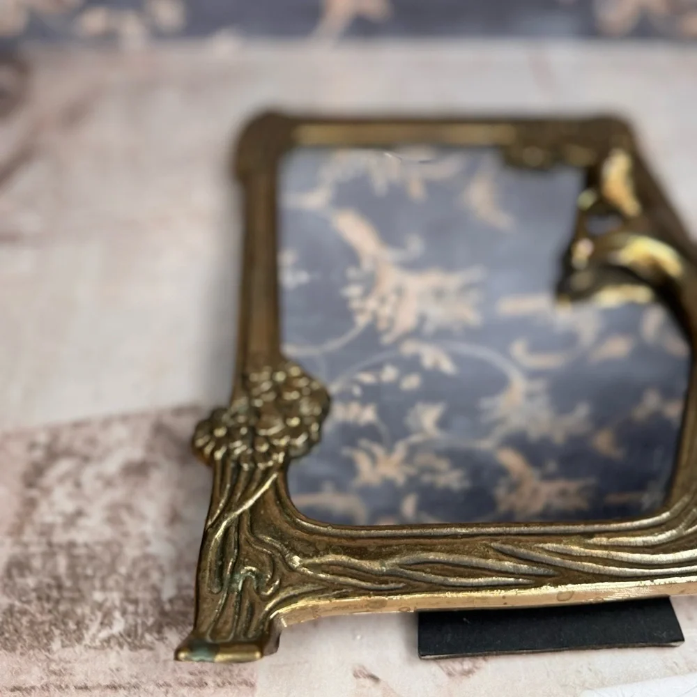 Vintage Art Nouveau Brass Lady of the Lake Vanity Mirror